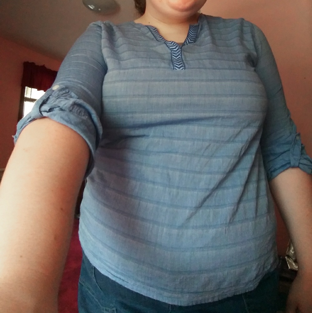 Blue woven collared Top